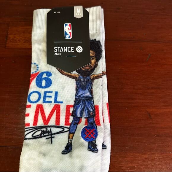 NWT Stance 76ers NBA Basketball Joel Embii Socks Blue White Mens Medium - Picture 9 of 10